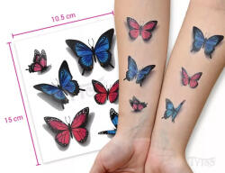 TyToo Body Art TyToo Kék és Piros Pillangó Matrica Tetoválások