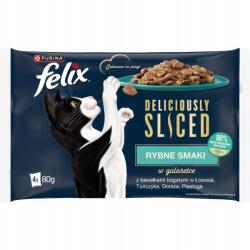 FELIX Deliciously Sliced Hal Ízek Nedves macskaeledel 4x80 g