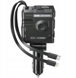XO autós töltő CC66 104W 1x Usb 1x Usb-c fekete Usb-c kábellel (GSM188159)