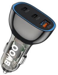 BW00 BWOO BO-CC96, Szivargyújtós töltő, PD QC 68W, 1x USB-A + 2 x USB-C, fekete (Gyors töltés)