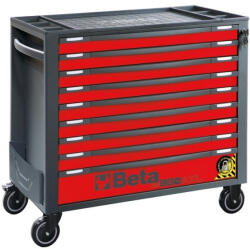 Beta BW 2400S-XLR9/E-XL 9 fiókos szerszámkocsi borulásgátló rendszerrel, hosszú modell, 487 darabos szerszámkészlettel piros (024006253)