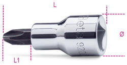 Beta 920PH 1/2" Csavarhúzó-Dugókulcs Phillips®-csavarokhoz, krómozott, barnított fej PH3 (009200473)