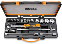 Beta 920B/C12 17 részes készlet 12 dugókulcs és 5 tartozék fémdobozban (009200932)