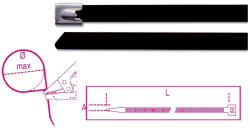 Beta BMSC8445 Önzáró rozsdamentes acél kábelkötegelő szalag fekete poliészter bevonatú 4, 6x840mm (BMSC8445)