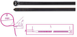 Beta BMNL3748 Acélfogas műanyag kábelkötegelő szalag, fekete, UV-álló 4, 8x370mm (BMNL3748)