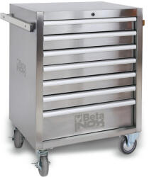 Beta C04TSS/7 7 fiókos szerszámkocsi teljesen rozsdamentes acélból Nem hagynak nyomot a kerekek ÜRES (024003077)