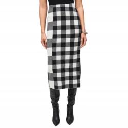 Joseph Ribkoff Jacquard kötött kockás szoknya, fekete-fehér, S (243947)