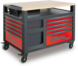 Beta RSC28-R SuperTank szerszámkocsi fa munkalappal és 10 fiókkal ÜRES piros (028003003)