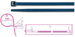 Beta BMBX3048 Műanyag kábelkötegelő szalag, kék színű, kimutatható a fémdetektorok 4, 8x300mm (BMBX3048)