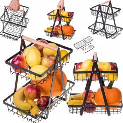  Kétszintes Nagy Gyümölcskosár Zöldség Fém Patera Dekoratív Loft Kosár (PATERA KOSZ NA OWOCE 5901801508885)