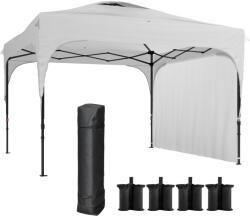 Outsunny Kültéri pavilon 3x3 m, összecsukható és 3 szinten állítható, fehér fehér