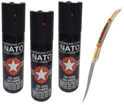 DEPOX Set model spaniol 20.5 cm si trei sprayuri cu piper, auto-aparare, 90 ml (0203)