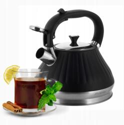 Kamille Hagyományos Vízforraló Síppal Gáz Indukciós Kamille acél fekete 3L (KM0858)