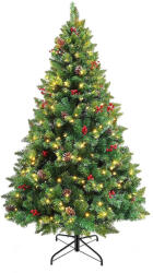  Nordmann King LED-es műfenyő, 150 cm, zöld, 415 ág, 180 melegfehér LED-del, 86 cm alsó átmérő, fém talppal, beltéri használatra