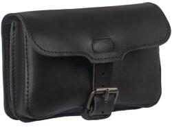 Judu Nagyobb méretű fekete, kétrészes fekvő marhabőr övre húzható övtáska (telefonos fekete)