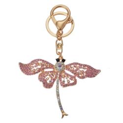 Clayre & Eef Fém kulcstartó szitakötős, üveggyönggyel