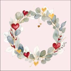 Ambiente Eucalyptus wreath pink papírszalvéta 33x33cm, 20db-os