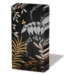 Ambiente Luxury Leaves Black papírzsebkendő 10db-os