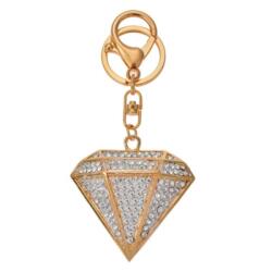 Clayre & Eef Fém kulcstartó gyémántkő forma, üveggyönggyel
