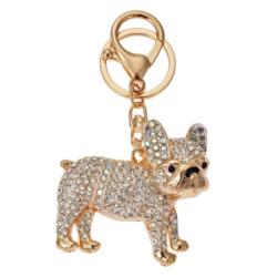 Clayre & Eef Fém kulcstartó kutyás, üveggyönggyel