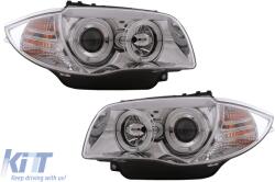 KITT Lightning Headlights Angel Eyes suitable for BMW 1 Series E81 E82 E87 E88 (2004-2011) Chrome (HLBME87C)