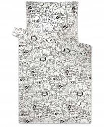 Svitap Cats and Dogs mikroflanel ágyneműhuzat, fekete-fehér 140x200cm 70x90cm (01858-KOCKYAPSIKA)