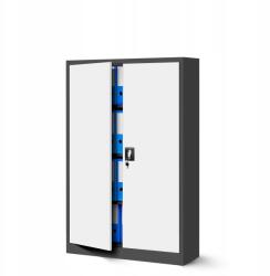 JAN NOWAK Alacsony irodai fém orvosi szekrény Kevin antracit-fehér (1037)