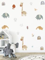 Vanshe Homedecor Falmatrica gyerekszobába, Vanshe Homedecor - Zsiráfok, elefántok