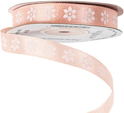 Valex Decor Virágmintás szatén szalag 12mm x 20m - Púder rózsaszín (BR12-19)
