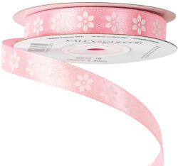 Valex Decor Virágmintás szatén szalag 12mm x 20m - Rózsaszín (BR12-18)