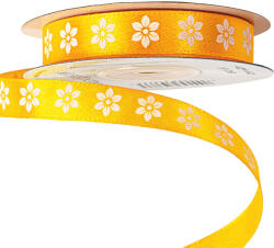 Valex Decor Virágmintás szatén szalag 12mm x 20m - Sötét citromsárga (BR12-34)