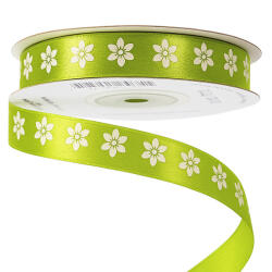 Valex Decor Virágmintás szatén szalag 12mm x 20m - Teazöld (BR12-77)