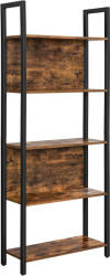 Brius Biblioteca cu 5 rafturi de depozitare, cadru otel, stil industrial, 62x24x165cm, maro rustic si negru (EZ-LLS025B01) Raft