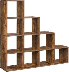 Brius Biblioteca 10 compartimente depozitare decoratiuni lemn, 29x129x129 cm, design rustic, maro (EZ-LBC10BX) Raft