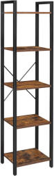 Brius Raft 5 etaje tip biblioteca cadru metal polite lemn, 40x30x153 cm, stil industrial, maro rustic (EZ-LLS100B01) Raft