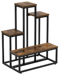 Brius Etajera metal si mdf 4 rafturi stil industrial, 51x34x67 cm, design compact, negru maro (GA-0210) Raft