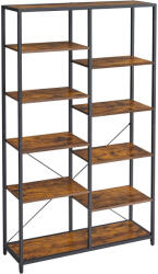 Brius Biblioteca cu suport de depozitare pe 5 etaje, 30x100x170cm, stil industrial, maro rustic si negru (EZ-LLS155B01) Raft