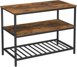 Brius Raft de bucatarie tip insula, cadru de otel cu 3 nivele, stil industrial, 60x120x90cm, maro (EZ-KKI01BX) Raft