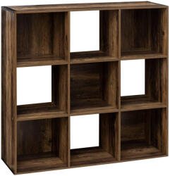 Brius Biblioteca 9 compartimente pal depozitare variata, 101x32x101 cm, design cubular, maro (JJ-181388) Raft