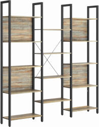 Brius Biblioteca cu 14 rafturi din lemn, cadru metalic, 24x158x166cm, stil industrial, stejar si negru (EZ-LLS107B60) Raft