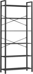 Brius Biblioteca 6 rafturi, cadru metalic si polite PAL, stil industrial, 80x30x186 cm, negru (EZ-LLS082B56V1) Raft