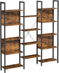 Brius Biblioteca cu 14 rafturi din lemn, cadru metalic, 24x158x166cm, stil industrial, maro rustic si negru (EZ-LLS107B01) Raft