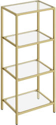 Brius Raft cu trepte pentru dormitor, 4 etaje, din sticla securizata, cadru din otel, 30x95x40cm, auriu (EZ-LGT28G) Raft