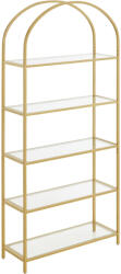 Brius Raft trepte 5 etaje sticla securizata cadru otel arcada, 83x30x184 cm, design elegant, auriu (EZ-LGT050A01) Raft