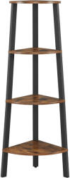 Brius Raft colt 4 etaje cadru metal polite lemn industrial, 34x34x125 cm, design rustic, maro (EZ-LLS34XV1) Raft