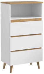Brius Comoda biblioteca norge 03 cu 3 sertare raft deschis pal, 65x37x119 cm, alb stejar craft (M1-NORGE_REGAL_03_1/1) Raft