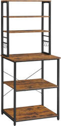 Brius Raft de bucatarie, spatiu cuptor cu microunde, 6 rafturi, 40x60x167cm, maro rustic si negru (EZ-KKS024B01) Raft