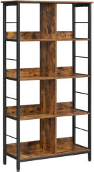 Brius Biblioteca 8 compartimente deschise rafturi design industrial, 80x33x149 cm, depozitare, maro negru (EZ-LLS105B01) Raft