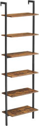 Brius Etajera tip scara 6 rafturi pal cadru metalic spatioasa, 60x30x205 cm, industrial, maro rustic (EZ-LLS103B01) Raft