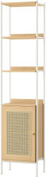 Brius Biblioteca cu 6 etaje, cadru metalic, usa cu efect ratan Boho, 30x40x175 cm, alb si bej (EZ-LLS122W57) Raft